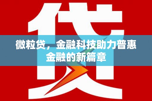 喀什微粒贷，金融科技助力普惠金融的新篇章