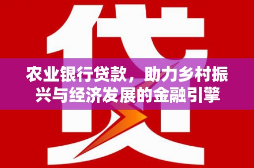 喀什农业银行贷款，助力乡村振兴与经济发展的金融引擎