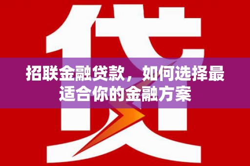 喀什招联金融贷款，如何选择最适合你的金融方案