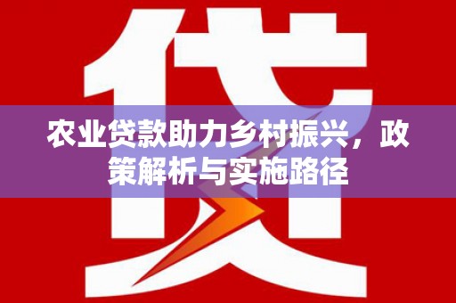 喀什农业贷款助力乡村振兴，政策解析与实施路径