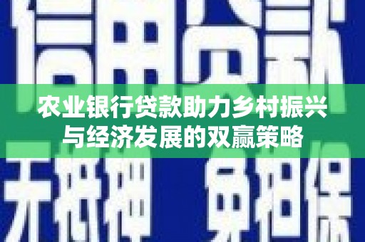 喀什农业银行贷款助力乡村振兴与经济发展的双赢策略