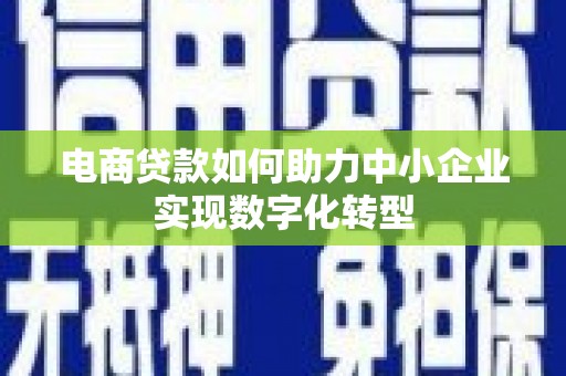 喀什电商贷款如何助力中小企业实现数字化转型