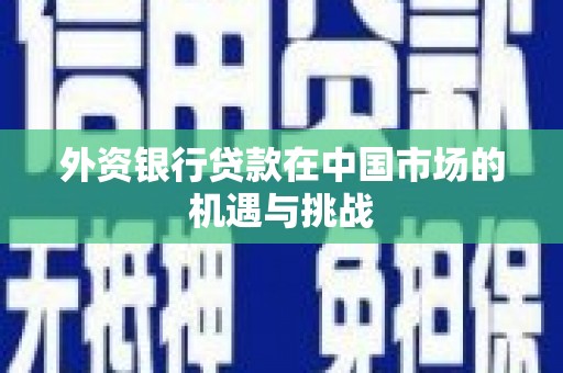 喀什外资银行贷款在中国市场的机遇与挑战